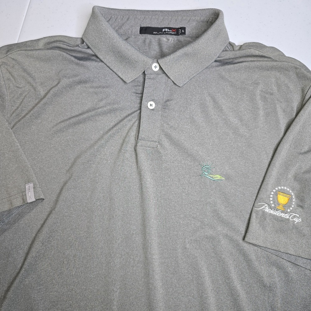 RLX RALPH LAUREN Men's XL Gray Presidents Cup Golf Short Sleeve Polo Shirt -1280